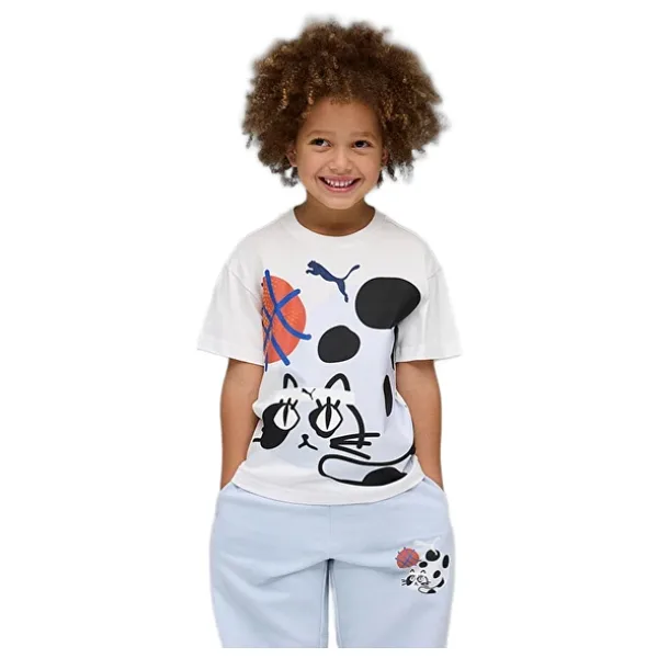 Puma Sporty Cats 634549 Kısa Kollu Bisiklet Yaka Çocuk Tişört