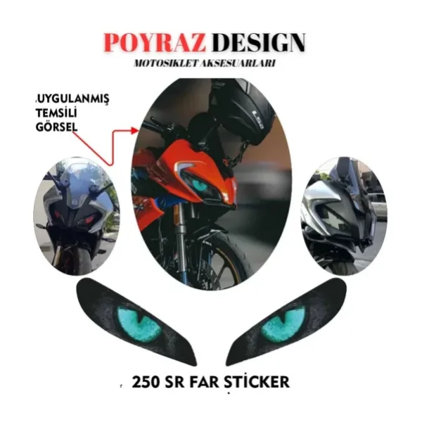 Rebon MotoDesign CFMOTO 250 SR UYUMLU FAR KAPLAMA STİCKER MAVİ