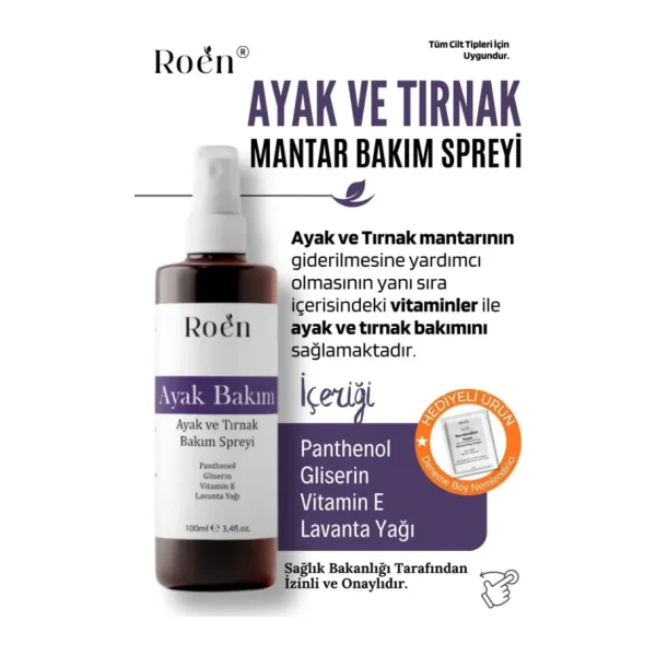 Roen Ayak Ve Tırnak Mantarı, Kötü Koku ve Mantar Bakım Spreyi Panthenol Ve Vitamin Destekli 100 ml