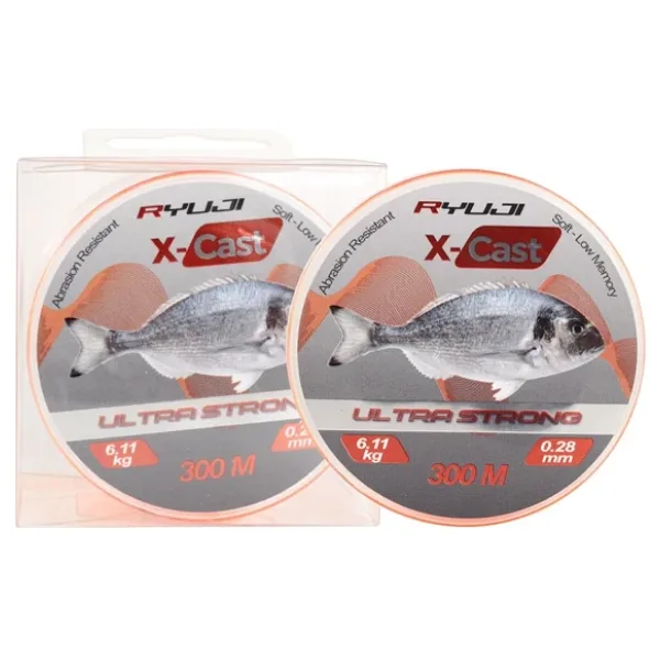 Ryuji X-Cast 300 m 0.28 mm 6 kg Orange Monofilament Misina