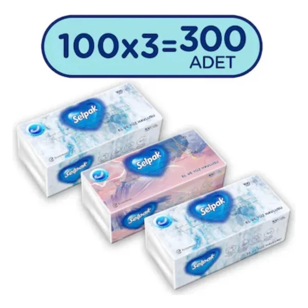 Selpak El ve Yüz Havlusu 100 Lü 3X100(300 Adet)