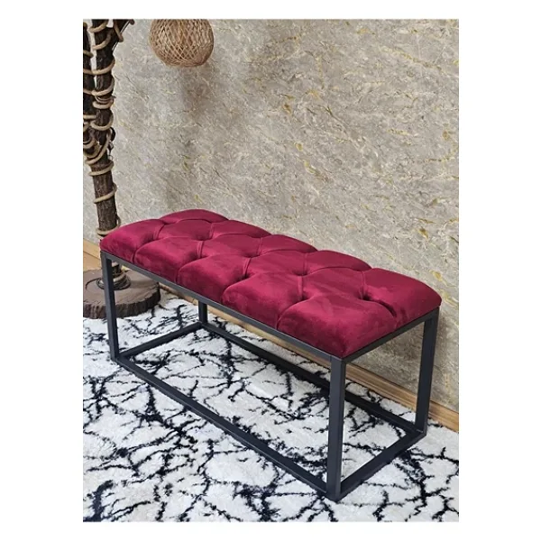 Siyah Boyalı Diktörtgen 100 Cm X 40 Cm Oturak Puf - Bench - Makyaj Oturağı - Oturak Bordo Renk 100 X 40 Boyut/Ebat