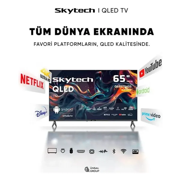 Skytech Q65ST3405 4K Ultra HD 65" 165 Ekran Uydu Alıcılı Smart QLED TV