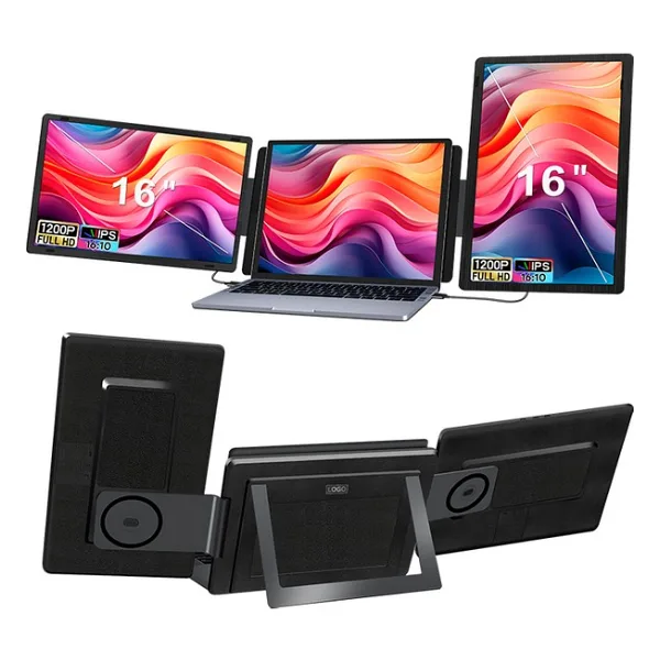 Ultrax 16" İkili Taşınabilir Monitör Çoklu Ekran 1200P Fhd Ips Notebook Monitör