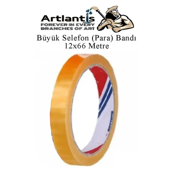 12x66 Metre Selefon Bant 1 Adet Büro Bandı Büyük Bant Makinelerine Uyumlu Şeffaf Para Bandı Artlantis Kırtasiye Bandı