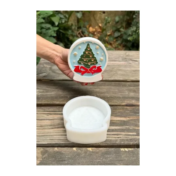 2d Kar Küresi Noel Ağacı Desenli Silikon Mum Kalıbı