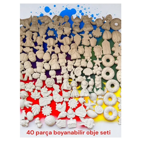 40 Parça Boyanabilir Figür Seti - Çocuklar ve Yetişkinler Için Hobi & Sanat Aktivitesi