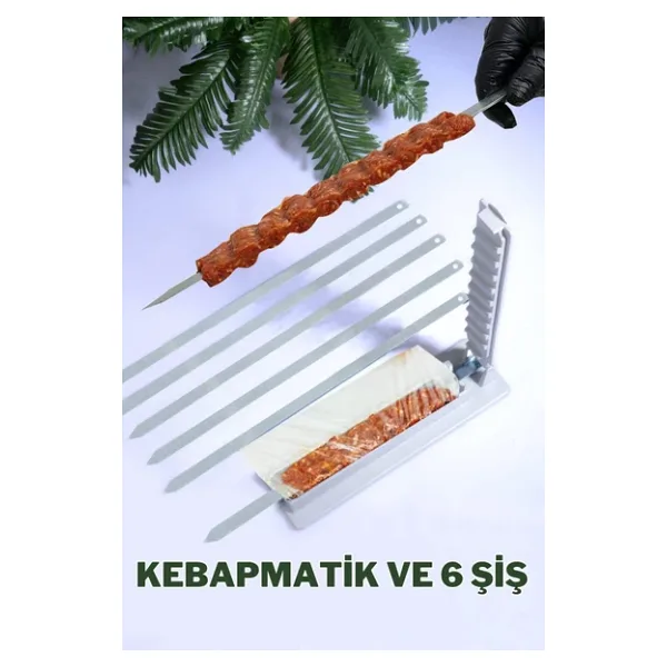6 Adet Şiş ve Kebapmatik Adana Urfa Kebap Kalıbı Aparatı Pratik Hızlı Kebap Makinesi Kutusu