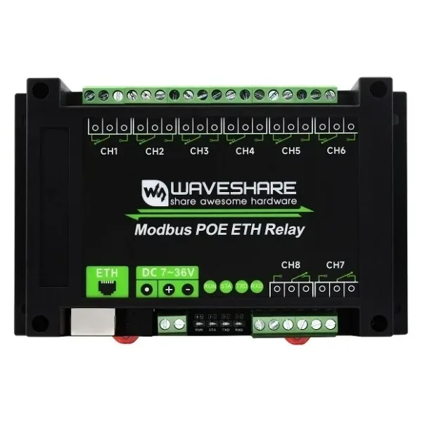 8 Kanallı Ethernet Röle Modülü - Modbus RTU/Modbus TCP Protokolü- PoE Ethernet Port