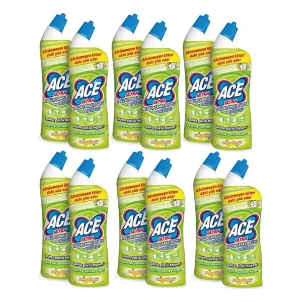 Ace Ultra Power Jel Limon Tazeliği Çamaşır Suyu 750 ml 12'li