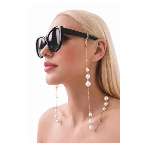 Arescollection ŞIK İNCİLİ ZARİF TOP DETAY ZİNCİRLİ GÖZLÜK ZİNCİRİ