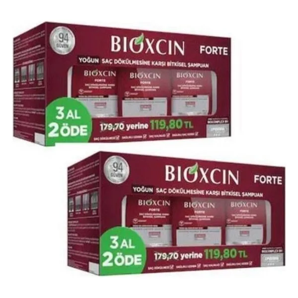 Bioxcin Forte Şampuan - Yoğun Saç Dökülmesine Karşı Canlandırıcı Etki, 3'lü Set, Bitkisel Formül, Paraben İçermez - 1