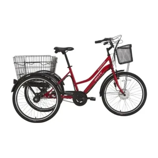 Bisan E-Porter L Üç Tekerli Elektrikli Bisiklet 44Cm V 24 Jant Nex.3 Vites Bayrak Kırmızı Beyaz