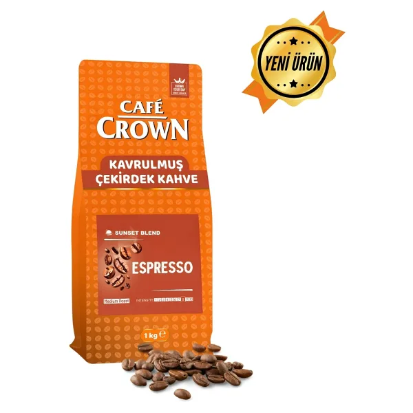 Cafe Crown Çekirdek Kahve 1kg (Medium Roast, Sunset Blend,espresso) - 1 kg