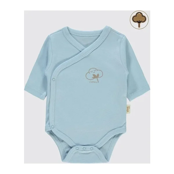 Civil Baby Bebek Organik Çıtçıtlı Badi 0-6 Ay Mavi