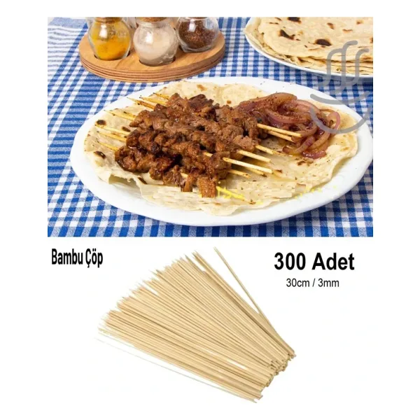 Depolife Bambu Çöp Şiş cubuğu 300 Adet mangal gril barbekü ızgara için ahşap bambudan şiş çubuk Kayın