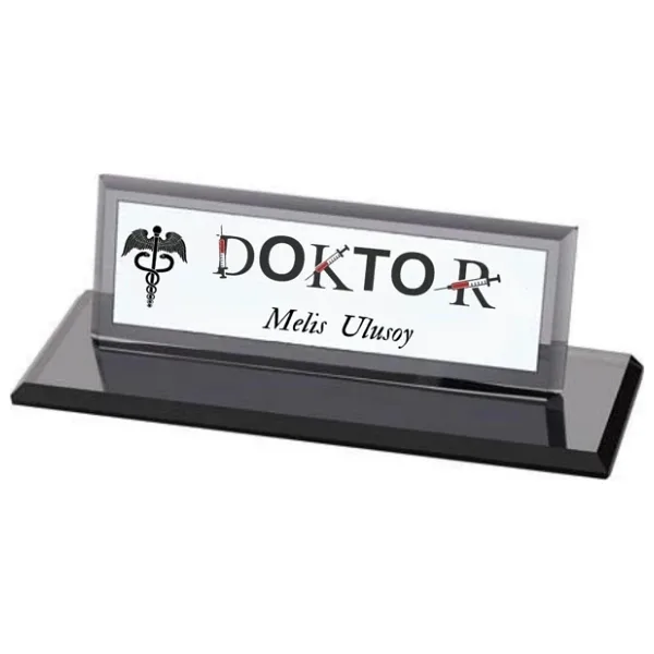 Doktorlara Özel Masa Üstü Kristal İsimlik
