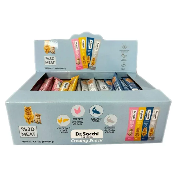 Dr. Sacchi Creamy Snack Karışık 100x14 gr Krema Kedi Ödül Maması