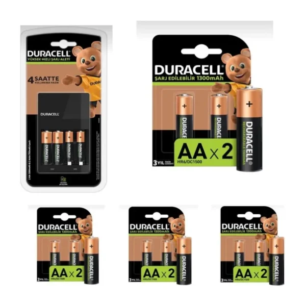 Duracell Cef 14 Pil Şarj Cihazı Şarj Cihazı 10 Adet 750 Mah Aaa ve 2 Adet 1300 Mah Aa Şarj Edilebilir Piller