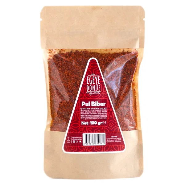 EGEYE DÖNÜŞ Yeni Mahsül Öğütülmüş Çok Acı Saf Pul Biber - 100 Gr. 1. Kalite (Ekstra Acı)