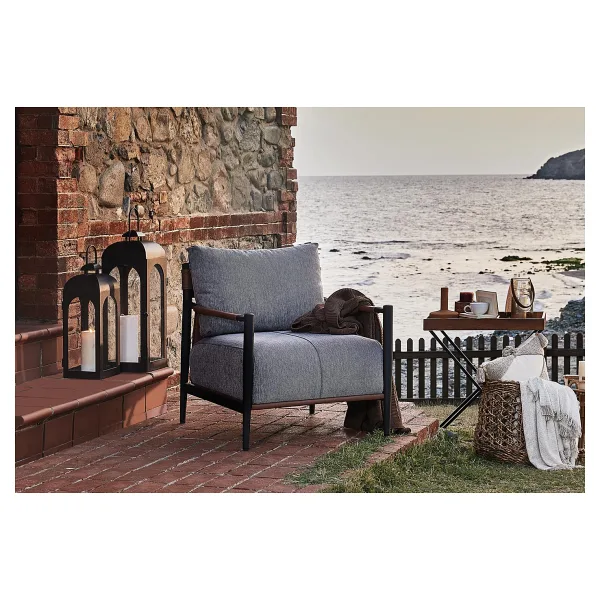 Enza Home Linz Berjer Metal, Keten Dokulu, 22406 Gri