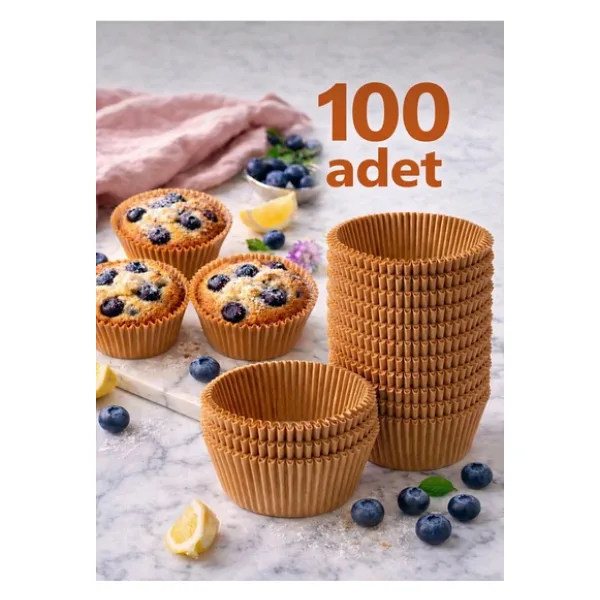 ermaslicon 100 Adet Kraft Kağıt Muffin Cupcake Kapsülü Yağ Geçirmez Kek Kalıbı Fırın Kağıdı