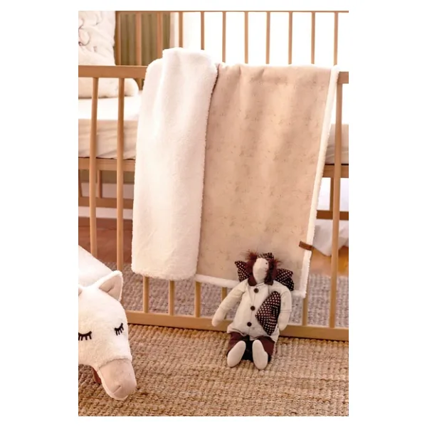 Fluffy Bebek Battaniyesi 80X100 Solid Bej Düz Kundak Puset Çift Taraflı Koyun Tüyü Battaniye 100X80