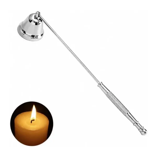 Hareketli Baş Çelik Silver 22 cm Dekoratif Çan Dizayn Saplı Mum Söndürücü cin818slv