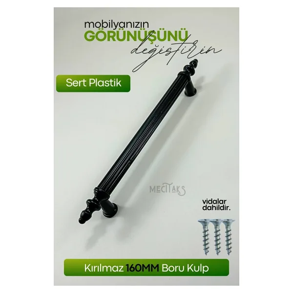 KIRSA Siyah Dolap Çekmece Kulpu 160mm Sert Polimer Kulp