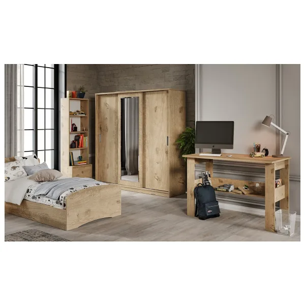 Kzn Home Samira Modern Genç Odası Takımı Meşe - 5 Parçalı Ve Tamamı 1. Kalite Mdf