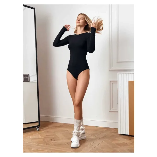 LİRONA Fit Kalıp Pima Pamuğu Terletmez A Kalite Tesettür Body, İçlik, Bisiklet Yaka Body, Çıtçıtlı Body