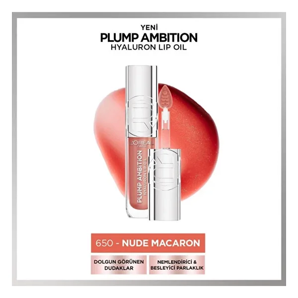 L'Oreal Paris Plump Ambition Hyaluron Nemlendirici 650 Nude Macaron Dudak Parlatıcısı
