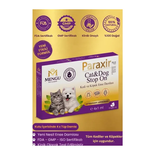 mengu petcare Paraxir Kedi İç Dış Bitkisel Parazit İç Dış Damlası Köpek İç Dış Anti Parazit Bit Pire Kene Damla Seti