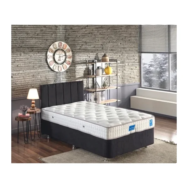 Niron Juliette 120x200 Bir Buçuk Kişilik Lüks Yatak Seti - Siyah Kumaş Baza, Başlık ve Yatak Takımı