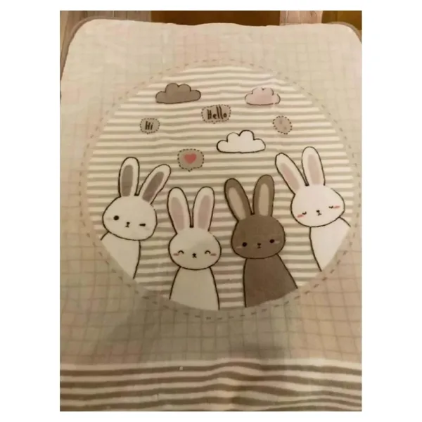 Özdilek Hello Rabbit 100x120 cm Bej Bebek Battaniyesi
