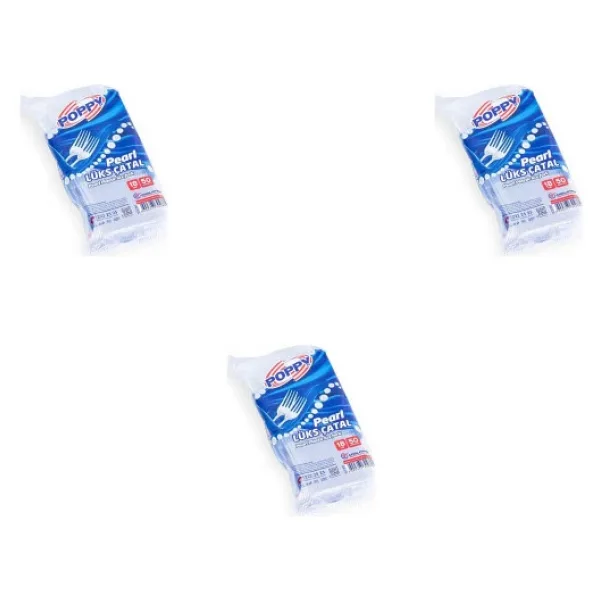 Poppy Plastik Lüks Çatal - 18 Cm. - Şeffaf - 50 Adetlik 3 Paket Şeffaf