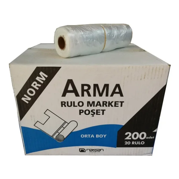 Rulo Market Poşeti Torbası - Atlet Poşet - Şeffaf - Orta Boy - 20x200 Adet - Koli