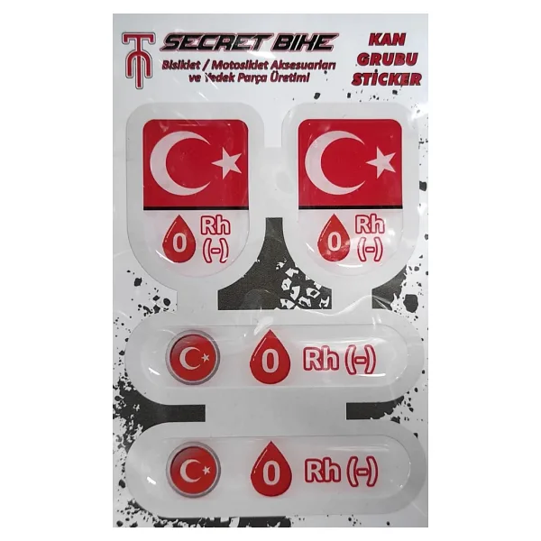 Secret Bike Türk Bayraklı Motosiklet Ve Kask Kan Grubu Sticker 0 Rh (-) Negatif