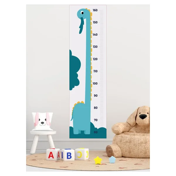 Sepet Yıldızı Sevimli Dinazor Boy Ölçer Duvar Sticker 110x30 cm