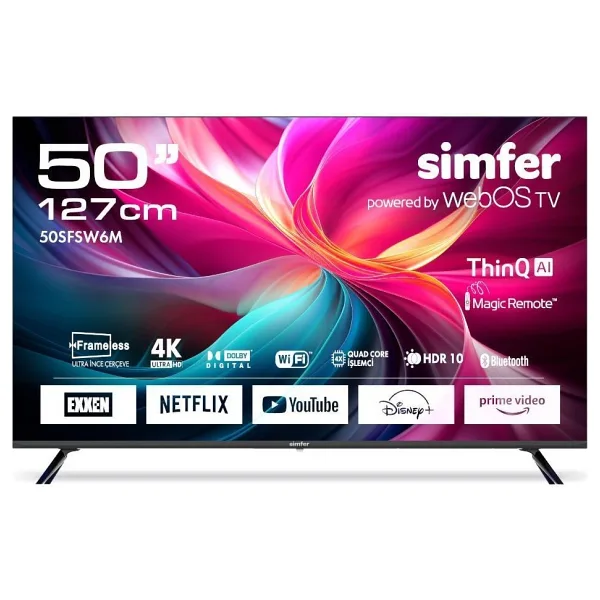 Simfer 50SFSW6M 4K Ultra HD 50" 127 Ekran Uydu Alıcılı webOS Smart LED TV