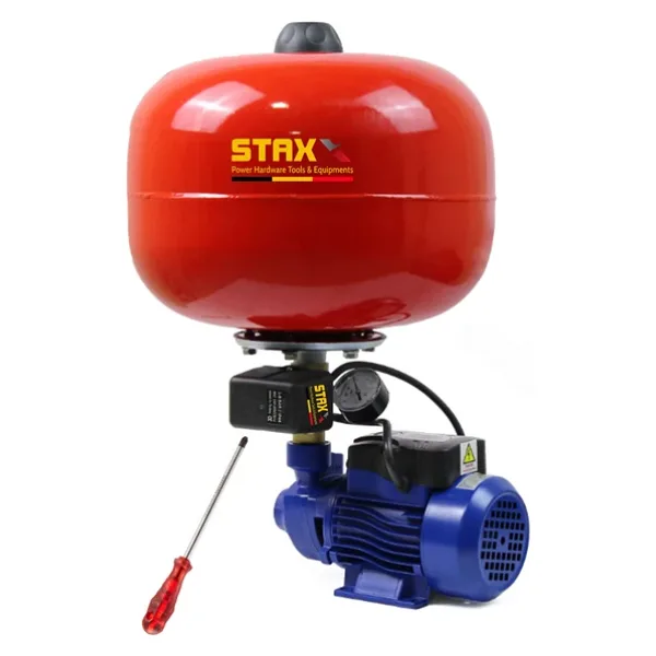 Staxx Power Bakır Sargı QPHT60 24LT Tanklı Santrifüj Otomatik Hidrofor 2 Daire Paket Hidrofor Pompa Seti 0.50 Hp