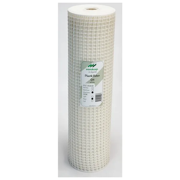 Vonkap Plastik Dekoratif Bahçe Çiti / Balkon Filesi / Kedi Filesi / Kuş Filesi (10MMx10MM BEYAZ 1MTx5MT)