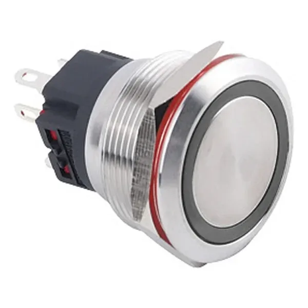 WD25B-P1Z-E 25mm Düz Anahtarlı Işıklı Metal Buton - Beyaz