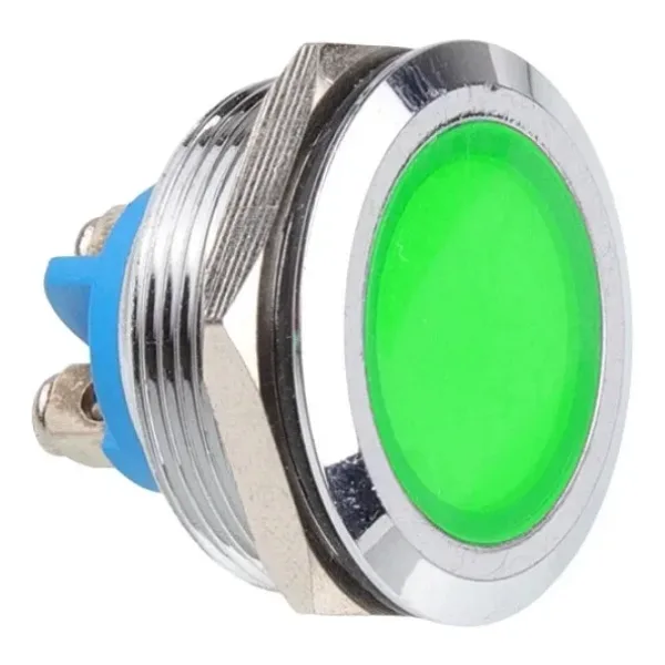 WD25L-P0 25mm 12-24V Metal Sinyal Lambası - Yeşil