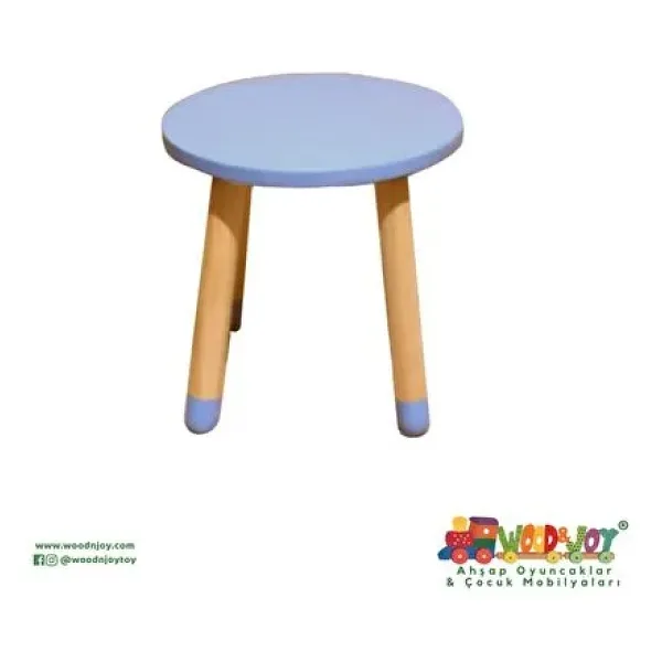 Wood & Joy Doğal Ahşap Renkli Çocuk Tabure (Lila)
