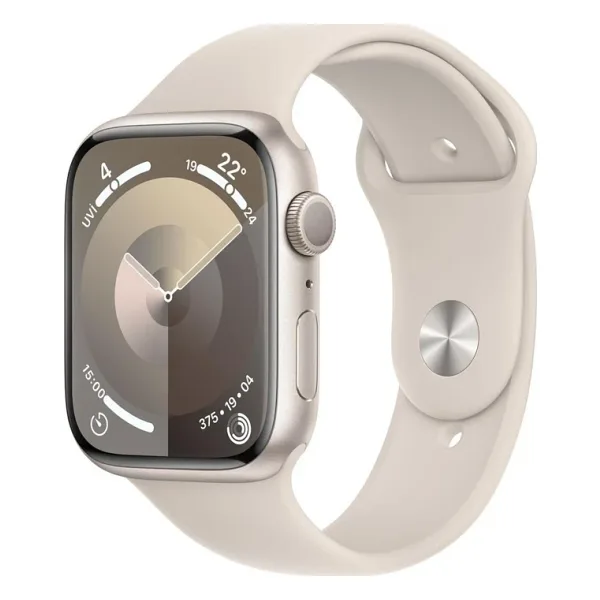 Apple Watch Series 9 GPS 45mm Yıldız Işığı Alüminyum Kasa ve Yıldız Işığı Spor Kordon Akıllı Saat