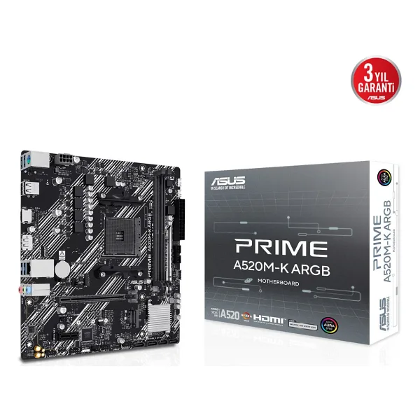 Asus Prime A520M-K ARGB 2xDDR4 HDMI+DP 1xM2 AM4 Anakart