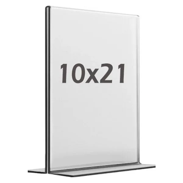 Best Reklam 10x21 cm T Tipi Dikey Şeffaf Pleksi Föylük Menü Broşür Etiketlik Fiyatlık Fotoğraflık Masaüstü Stand Sehpa Sunum