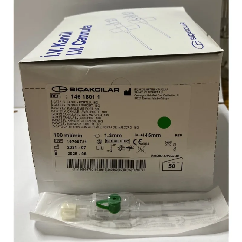 Bıçakcılar Anjiocat(Intraket-Branül) 18g Yeşil 50 Adet