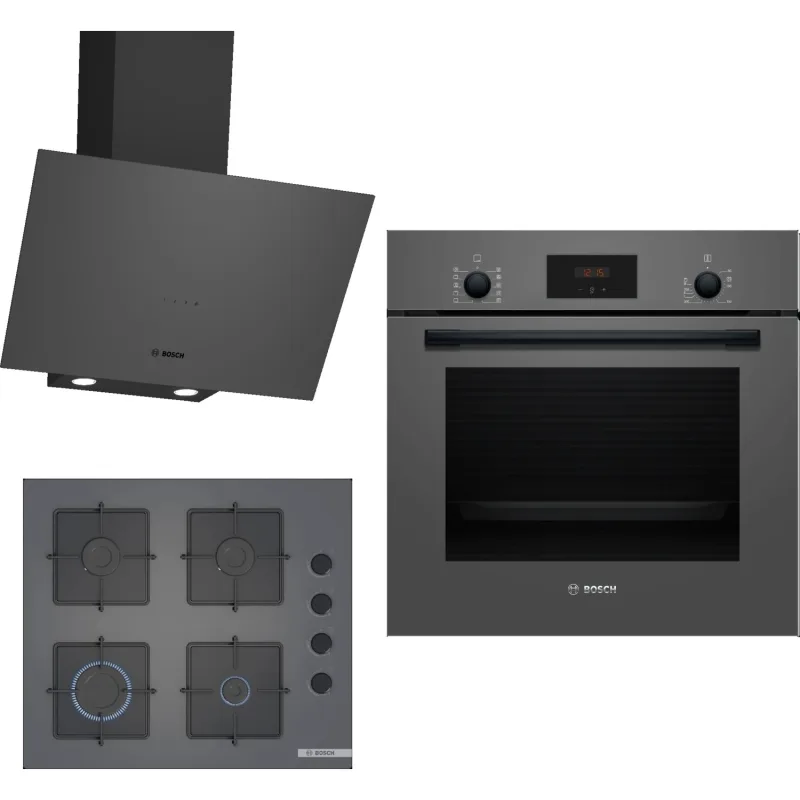Bosch Set 312 3'lü Gri Ankastre Set HBF512BH1T + POP6C9P30O + DWK64PJ70T